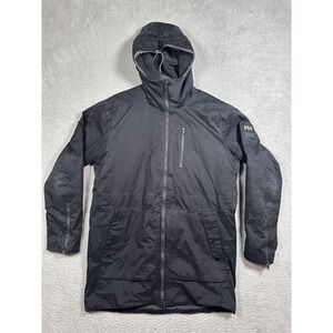 Helly Hansen Jacket Mens Large Black Hooded Fleece Lined Winter Parka Coat